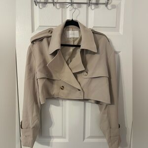 Meshki Beige Cropped Trench Coat